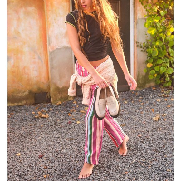 🎉LAST CHANCE🎉 NWT Free People La Paz Slim Crop Pants / Berry Combo - Picture 7 of 9